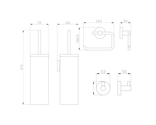 Комлект: крючок, держатель для бумаги, ершик Wonzon&Woghand, Браш золото WW-8100-G