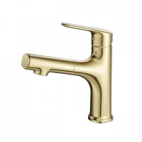 Смеситель для раковины с выдвижным изливом Wonzon&Woghand, Брашированное золото