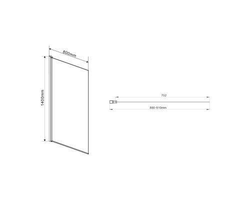Душевая шторка на ванну Vincea VSB-11800CLGM 800x1400 сталь и стекло