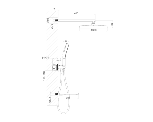 Душевая система ALTROBAGNO Рикко (Ricco) 040303 BG