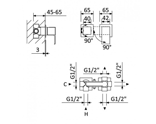Смеситель для душа Cezares PORTA-VDIM3-M-01