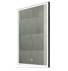 Зеркало Континент Frame 600x800 с подсветкой Черное с сенсорным выключателем с подогревом с часами