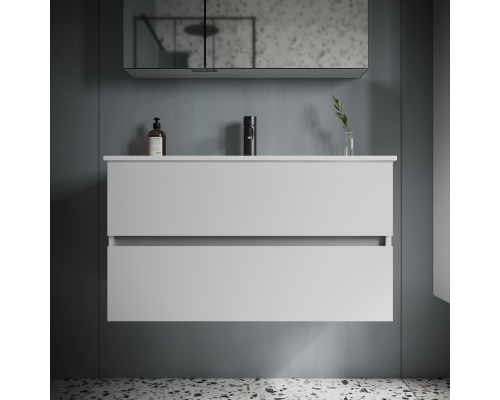 Тумба под раковину SANCOS Urban 890х450х550, c двумя ящиками, белый глянец