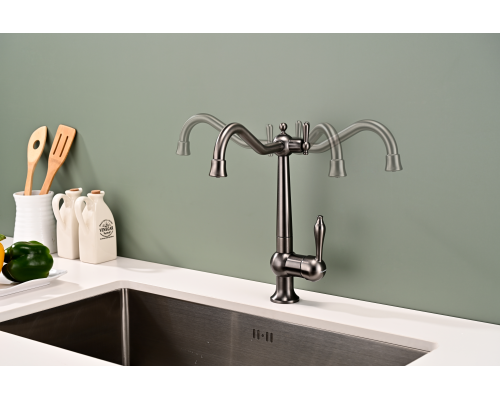 Смеситель для кухни Paulmark Retro вороненая сталь Re213226-GM