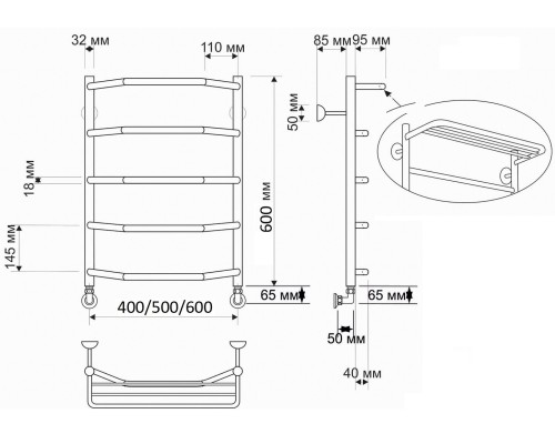 Полотенцесушитель латунный Secado Агата 3 40х60, водяной, бронза