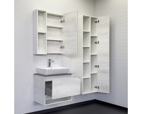 Тумба с раковиной Comforty Прага-60 дуб белый с графитовой столешницей Comforty 9055RA-50