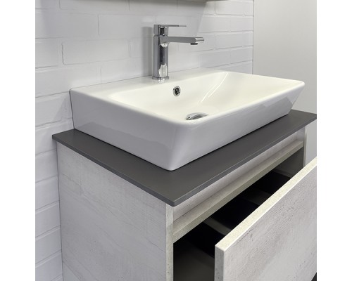 Тумба с раковиной Comforty Прага-60 дуб белый с графитовой столешницей Comforty 9055RA-50