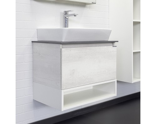 Тумба с раковиной Comforty Прага-60 дуб белый с графитовой столешницей Comforty 9055RA-50