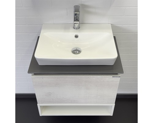 Тумба с раковиной Comforty Прага-60 дуб белый с графитовой столешницей Comforty 9055RA-50