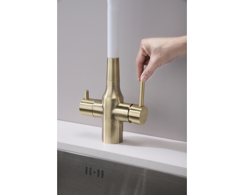 Смеситель для кухни Paulmark Salix Sa213419-BRw Бронза Белый