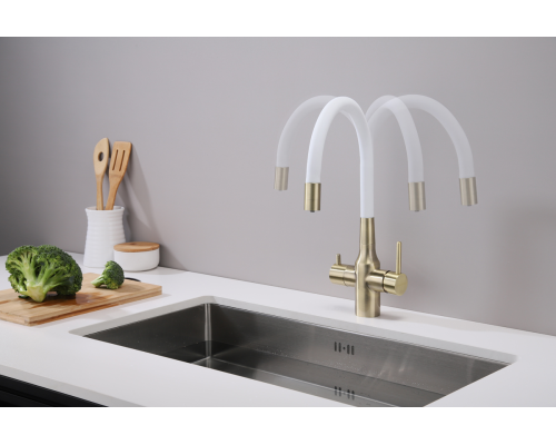 Смеситель для кухни Paulmark Salix Sa213419-BRw Бронза Белый