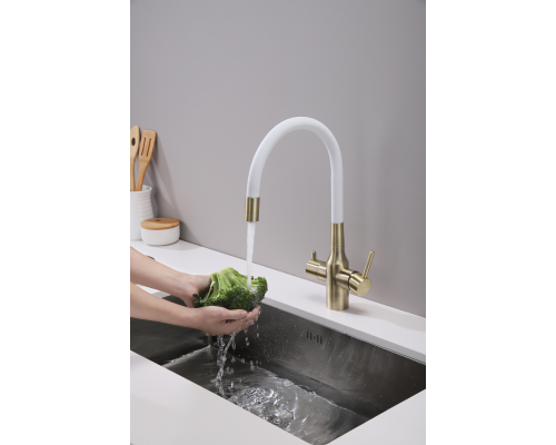 Смеситель для кухни Paulmark Salix Sa213419-BRw Бронза Белый