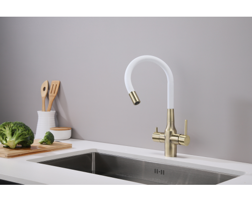 Смеситель для кухни Paulmark Salix Sa213419-BRw Бронза Белый