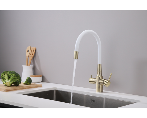 Смеситель для кухни Paulmark Salix Sa213419-BRw Бронза Белый