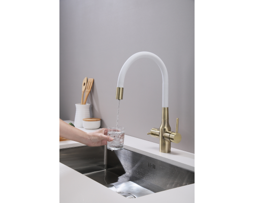 Смеситель для кухни Paulmark Salix Sa213419-BRw Бронза Белый