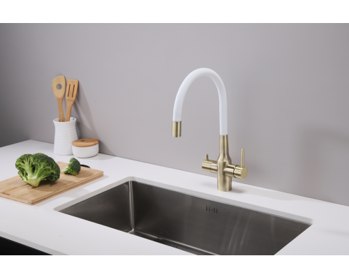 Смеситель для кухни Paulmark Salix Sa213419-BRw Бронза Белый