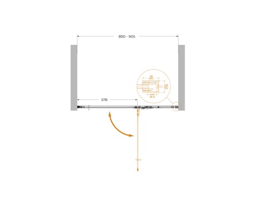 Душевая дверь Cezares Liner 90 R LINER-B-12-90-C-NERO-R профиль Черный матовый стекло прозрачное