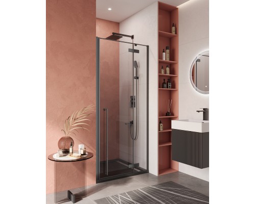 Душевая дверь Cezares Liner 90 R LINER-B-12-90-C-NERO-R профиль Черный матовый стекло прозрачное