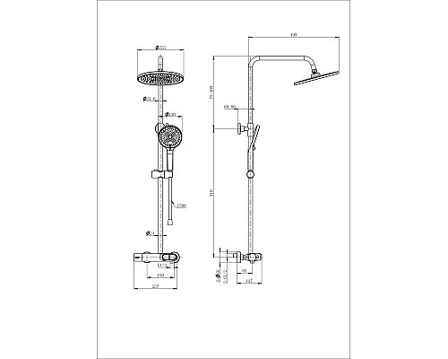Душевая система с термостатом Wonzon&Woghand, Брашированное золото