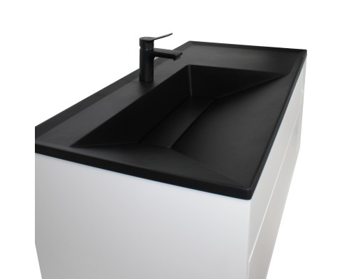 Раковина для ванной кварцевая Uperwood Lotus Quartz 100х50х13 см, черная матовая, уголь