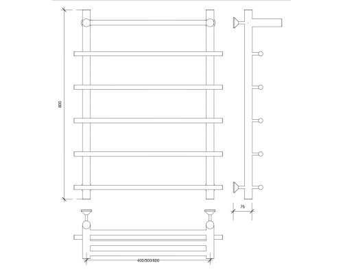 Полотенцесушитель латунный Secado Турин 1 СП 80х50х60, водяной, бронза