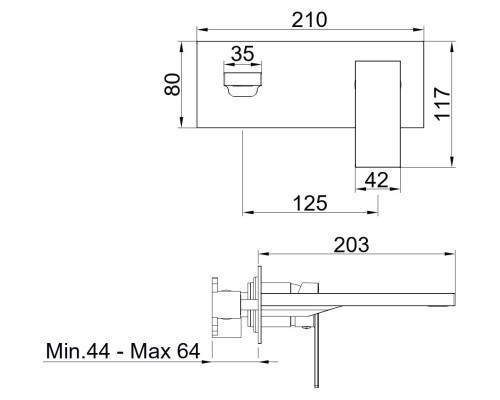 Встраиваемый в стену однорычажный смеситель AQG Bold One, для раковины, хром