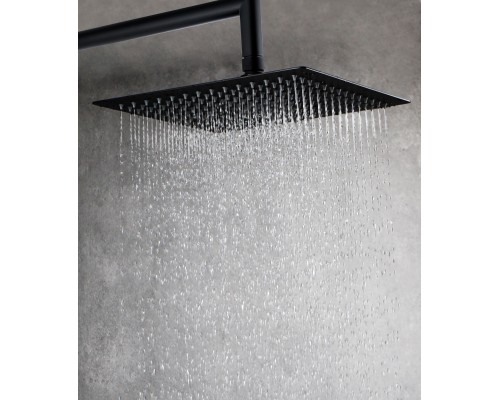 Верхний душ AQG Atlas C25 квадратный, ультраплоский, черный матовый