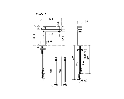 Смеситель для раковины SANCOS Studio, черный матовый, SC9015MB