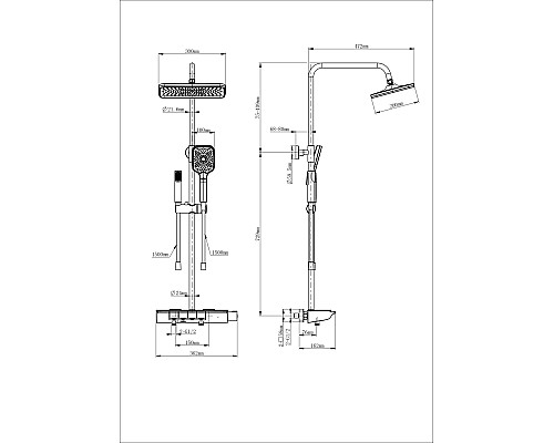 Душевая система с термостатом Wonzon&Woghand, Черный матовый