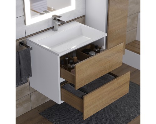 Раковина для ванной 60 см, Uperwood Barsa, белая глянцевая