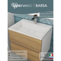 Раковина для ванной 60 см, Uperwood Barsa, белая глянцевая
