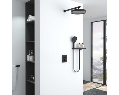 Душевой комплект Vincea Inspire VSFW-3I21MT2RMB встраиваемый, термостат, 2 режима, черный