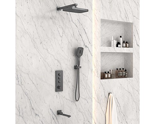 Душевой комплект Vincea VSFW-433T1GM встраиваемый термостатический 3 режима сталь Душевой комплект Vincea VSFW-433T1GM встраиваемый термостатический 3 режима сталь
