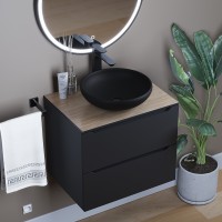 Раковина накладная бетонная Uperwood Sfera 40х40х12 см, круглая, черная