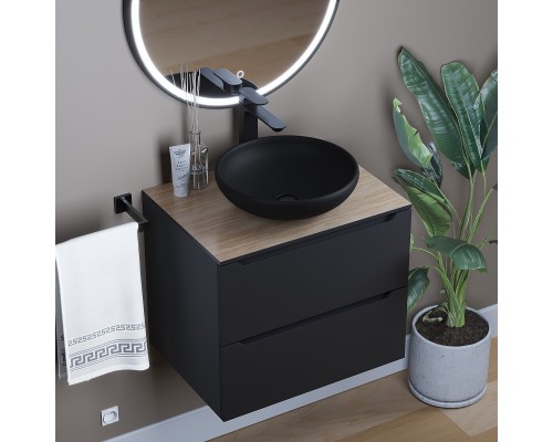 Раковина накладная бетонная Uperwood Sfera 40х40х12 см, круглая, черная