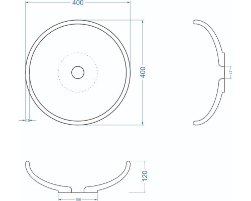 Раковина накладная бетонная Uperwood Sfera 40х40х12 см, круглая, черная