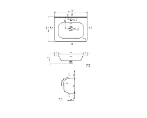 Раковина для ванной 60 см, Uperwood Monica, белая глянцевая