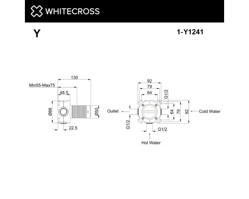 Встраиваемая часть смесителя на 1 потребитель Whitecross Y1241
