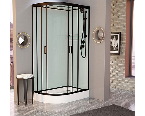 Душевая кабина Frank F418R Black правосторонняя 100x80x220 см