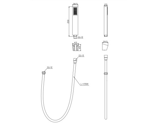 Душевой гарнитур BelBagno Luce LUC-DFS-NERO Черный матовый