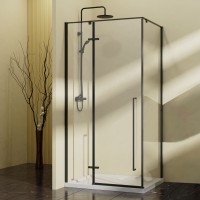 Душевой уголок Vincea Slim-N VSR-5SN9010CLB, 100x90, черный, стекло прозрачное