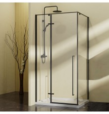 Душевой уголок Vincea Slim-N, 90x90, черный, стекло прозрачное