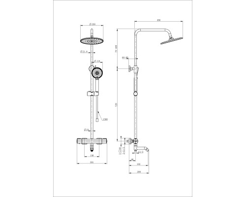 Душевая система с термостатом Wonzon&Woghand, Брашированное золото