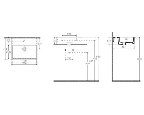 Раковина Isvea Purita 50 см накладная глазированная задняя сторона белый 10PL51050SV