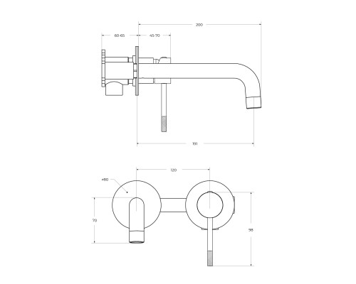 Смеситель для раковины Cezares Relax RELAX-BLI2-1-NOP-W0 Черный матовый