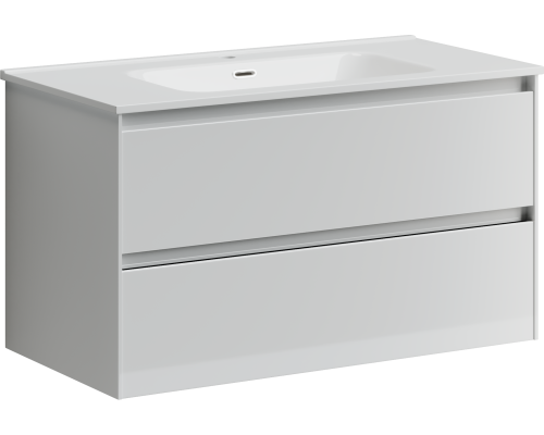 Тумба под раковину SANCOS Cento 890х450х500, c двумя ящиками, белый глянец