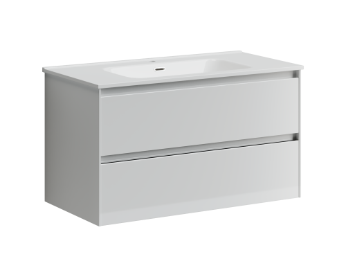 Тумба под раковину SANCOS Cento 890х450х500, c двумя ящиками, белый глянец