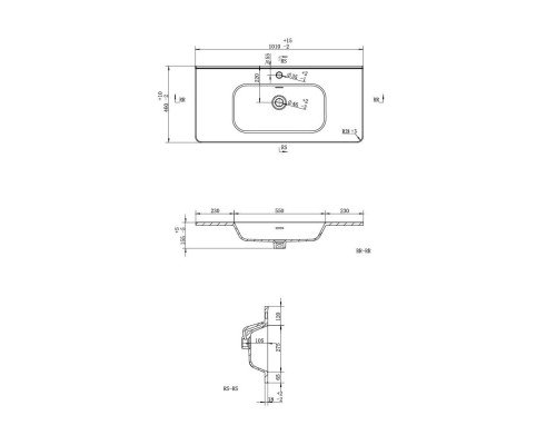 Раковина для ванной 100 см, Uperwood Monica, белая глянцевая