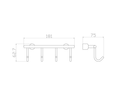 Вешалка с 4 крючками для ванной Wonzon&Woghand, Хром