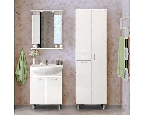 Пенал Onika Модерн 52 напольный, белый, с бельевой корзиной, правый